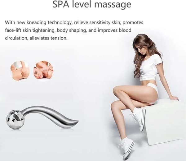 3D Roller Ansiktsmassager 360 Manuell Uppstramande Lyft Kroppsmassagestav Silver ABS Stål 1 st