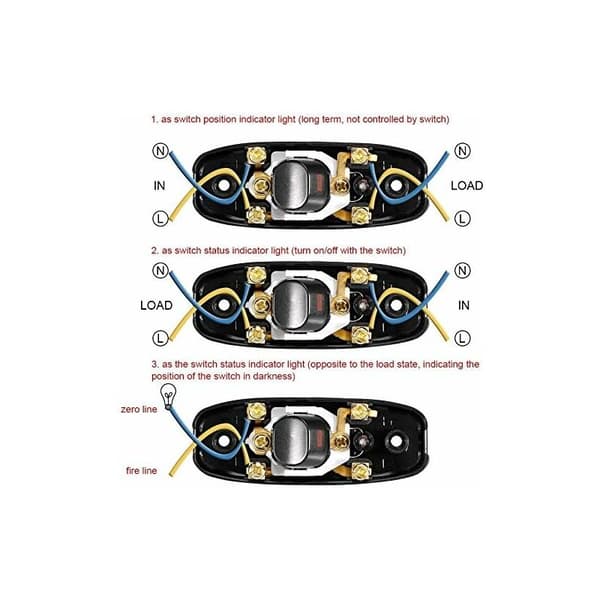 Inline sladdströmbrytare med LED-indikator vit, fulla kopparkontakter för lampsladdar under 6 mm, 5-pack