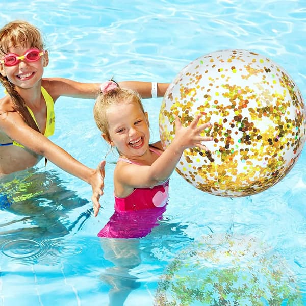 Glitter oppustelige badebolde 5-pak konfetti poolfestbolde ca. 40 cm