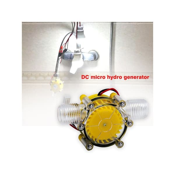 Mikro vandgenerator 12V Reguleret Udgang 1/2 tomme rør DIY Vandstrøm Strøm LED 1 stk