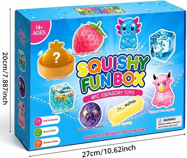 8-delad Mystery Box Squishy Set Blind Malt Socker Långsam Återgång Sensoriska Fidget Leksaker Gåva 8-Piece Box Mystery