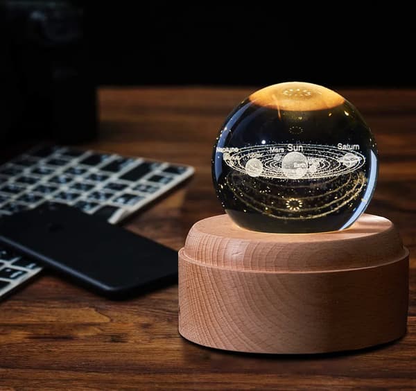 3D Kristallkula Speldosa LED-bas Roterande Glöd Födelsedagspresent Stil 2