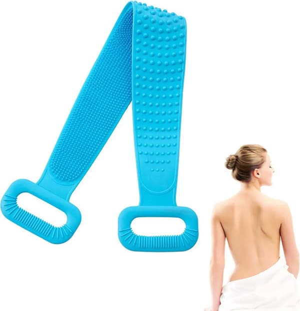 Silikonryggborste 76cm infällbar dubbelsidig badexfolierande massage