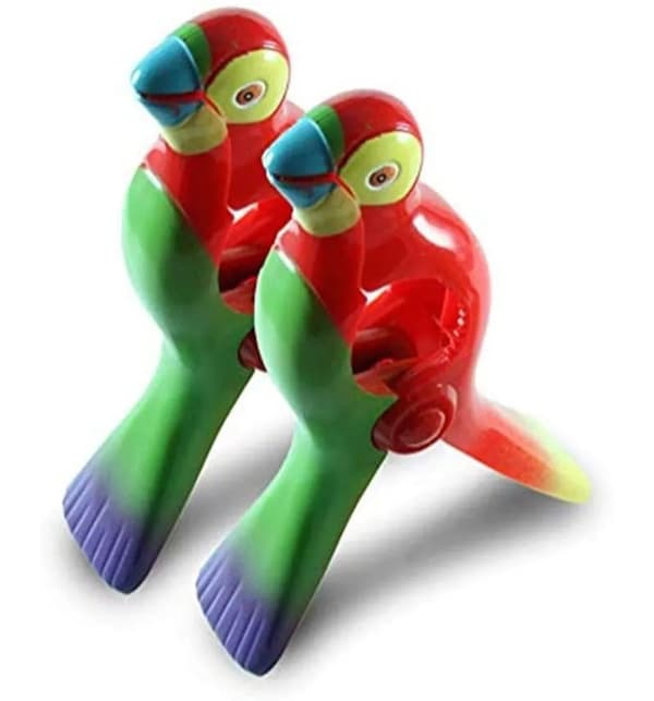 Strandhandduksklämmor 2-pack Papegoja Plast Vindtäta Klämmor för Kläder Handdukar Mattor