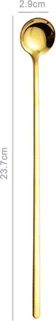 Lange kaffeskeer i rustfrit stål, 6-pak, 24 cm, spejlpolerede te-dessertskeer