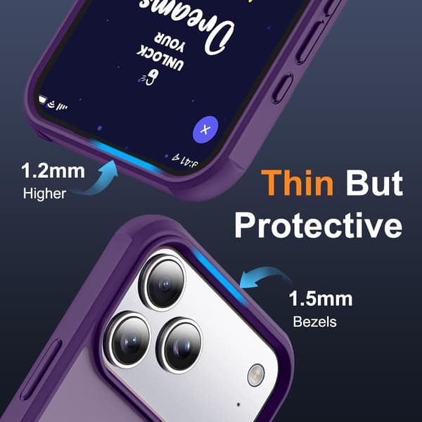 Kompatibel med iPhone 17 Pro-deksel med stativ, lilla, magnetisk ringstativ SKYLMW Compatible with