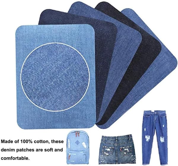 Strykelapper i denim, 25-pakning, bomull, varmereparasjon for jeanshull, DIY-søm