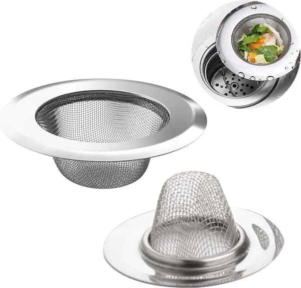 Vaskesier i rustfrit stål, 2-pak, ydre 9 cm, indre 5,5 cm, køkkenafløb