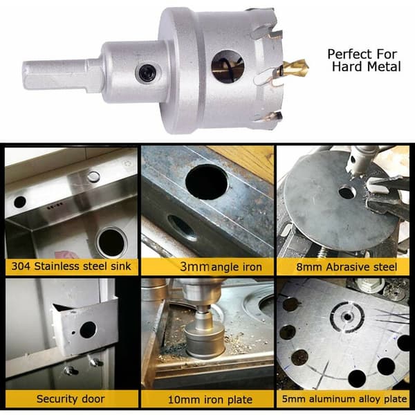 22 mm TCT karbid hullsag Ti pilotbor dybde 25 mm skaft 10 mm kompatibel med rustfri plate