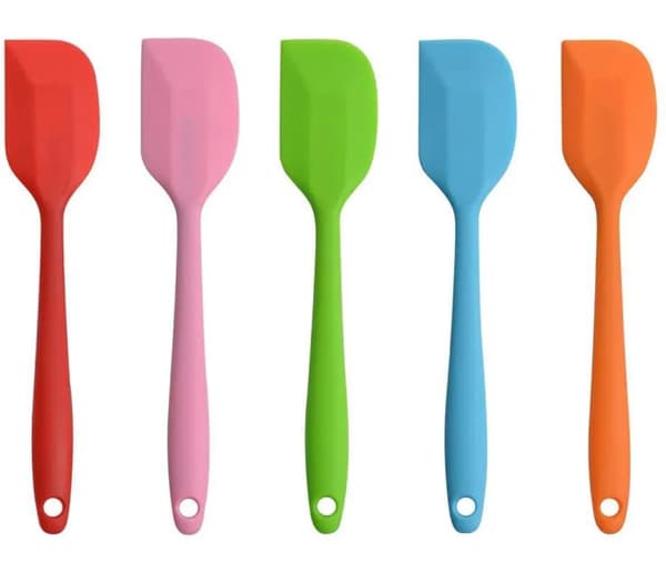 Silikonspatel 4-delt sett, 315℃ varmebestandig non-stick gummispatel for matlaging, baking, røring