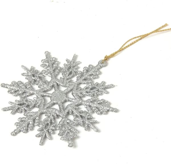 36 glitrende snøfnuggdekorasjoner i plast, 10 cm 36 Glitter Plastic