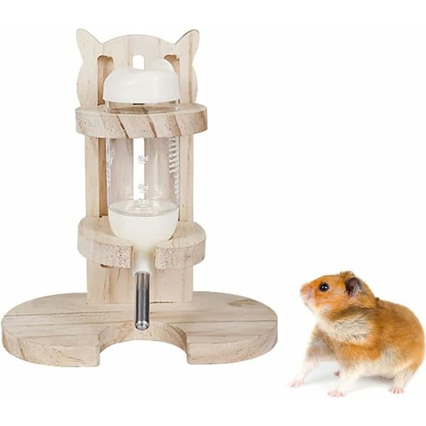Hamster automatisk vattenflaska 80 ml med träställ vertikal montering guldhamsterbur 1 st