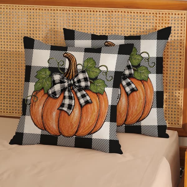 Efterår Orange Græskar Bøffelternet Pudebetræk 18x18 Sæt med 2 Set of 2