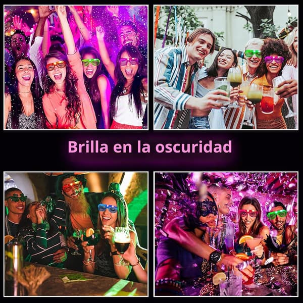 12 LED blinkende festbriller, neonlysende briller med 3 blinkende moduser 12 LED Flashing