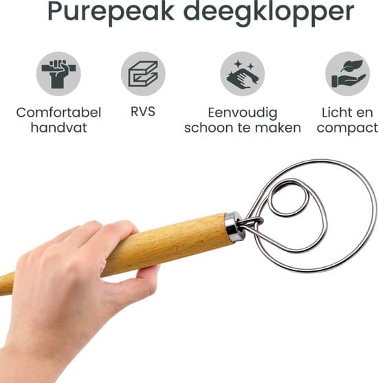Dansk deigvisp, 1 ring, rustfritt stål + trehåndtak