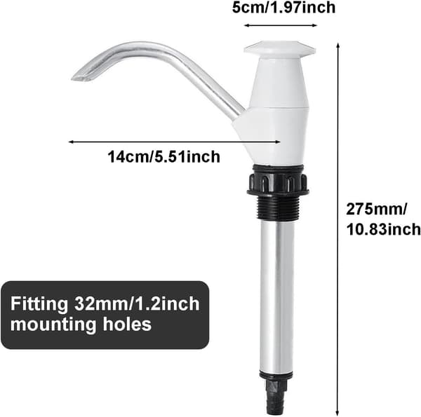 1-pack - Manuell dricksvattenpump - Handvattenpump - Vit - Lämplig för hem, kontor, camping, resor - Bärbar vattenpump Wit