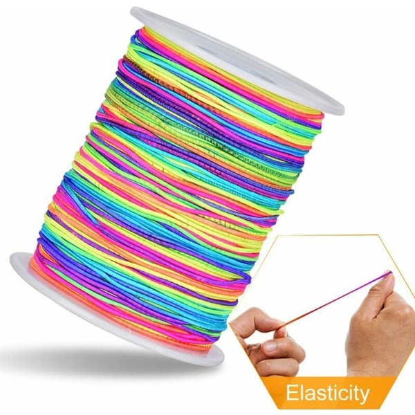 Regnbuekjerne elastisk perlesnor fargegradient strekksnor rull DIY armbånd håndverk 1 rull