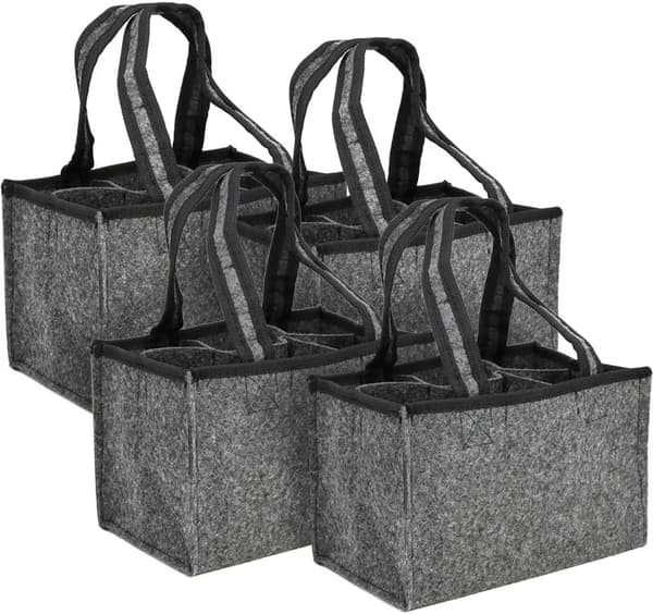 Filt 6-flaskors bärväska 1 st 0,5L flaskor 24x15x15cm Grå Vikbar