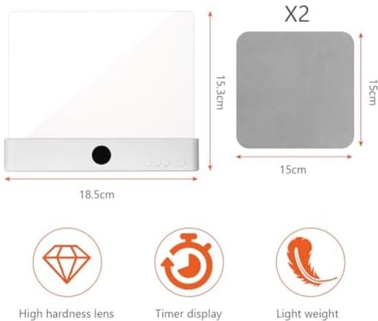 Flat boklys, LED leselampe for seng, øyebeskyttelse, dimming og timer, hvit Platte boeklamp, bedboek