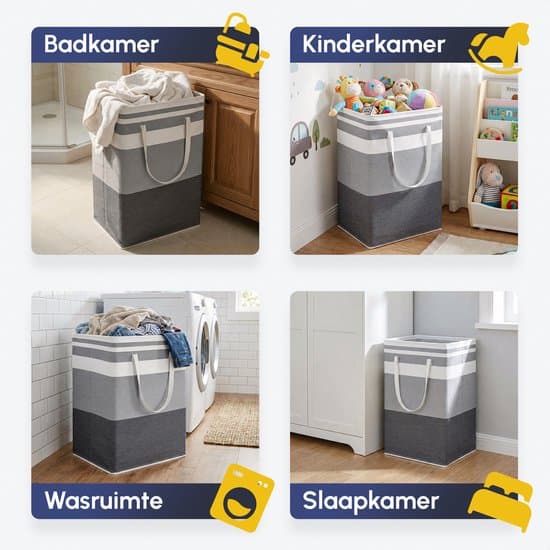 2-pack hopfällbar tvättkorg, 75L, vattenavvisande
