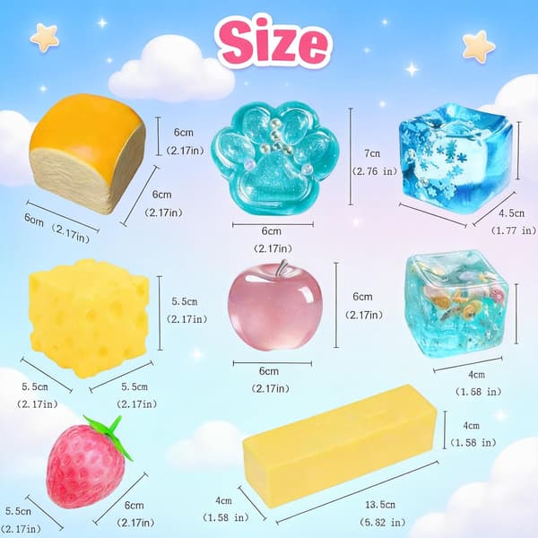 8-pack Squishy Fun Box Set Långsam Stigande Maltsocker Fidget Leksaker Skrivbordsdekoration Presentförpackning 8 Pack Squishy
