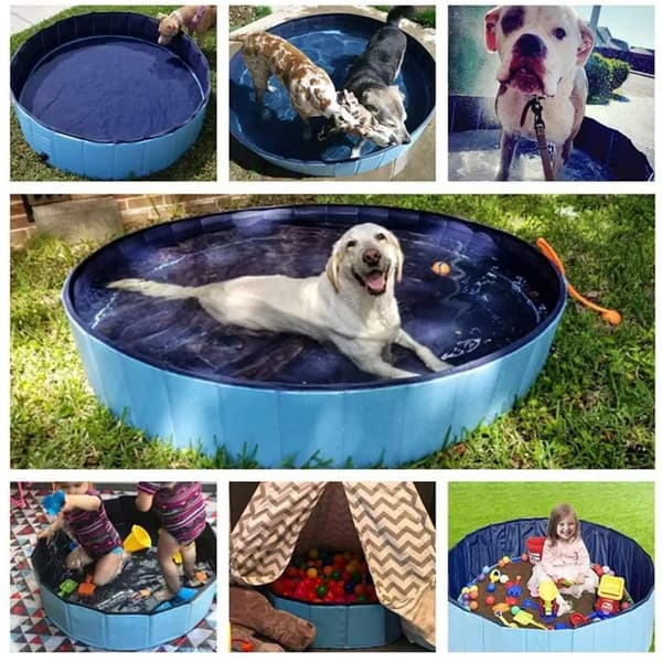 Sammenleggbart PVC kjæledyrbasseng Medium 80×20cm Blått for hund, katt, bad og lek