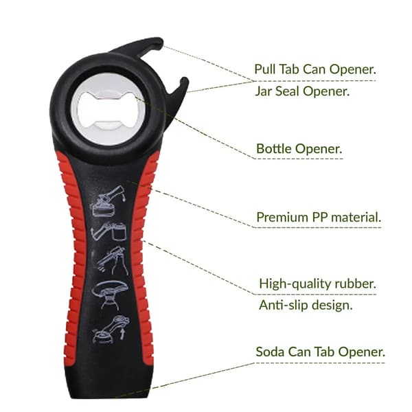 Easy Grip -avaajasetti 2 kpl 2-in-1 purkin ja pullon avaaja silikoni musta punainen