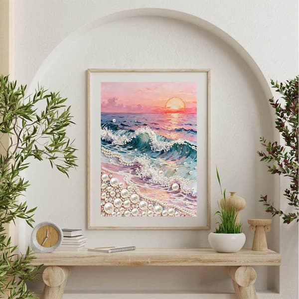 Wave Pearl -timanttimaalaussetti aikuisille, 5D DIY-askartelu seinäkoristeeksi 成人5D 钻石艺术珍珠绘画套件,DIY 波浪钻石艺术套件