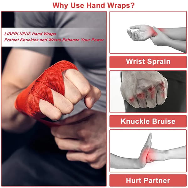 Semi-elastiske boksehåndbandasjer med tommelløkke Boxing Hand Wraps