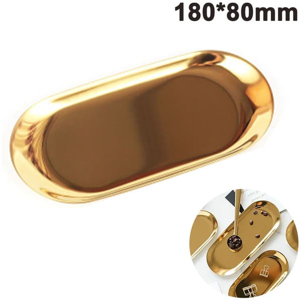 Oval bricka i guld rostfritt stål 180x80mm Grund serveringsfat Guldfärgad 1 st