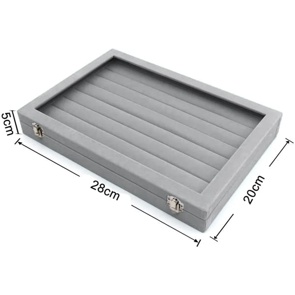 Ring Display Box 1 Stykke Glaslåg 2 Låse 8 Pladser til Ringe Øreringe Smykker