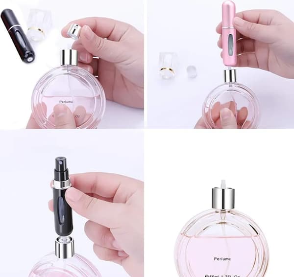 Bærbar Parfume Atomizer 5-pak 5ml Bundfyld Aluminium Glas Rejsesprayflasker