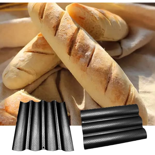 Perforeret Non-Stick Baguette Bageform til Bagning af Baguette, Sprødt Brød, Toast