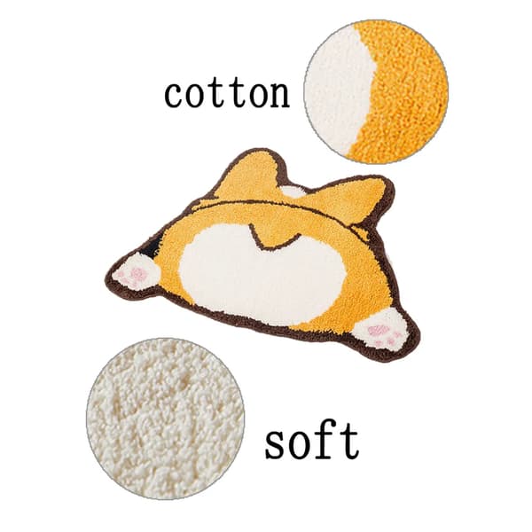 Sød bademåtte, blød, skridsikker, absorberende mikrofiber Corgi-numse 50 x 80 cm badeværelse