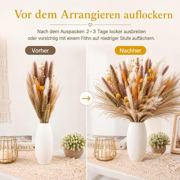 Sosayet Tørrede Blomster Efterår, Pampasgræs til Efterårsdekoration, Naturlige Tørrede Blomster Boho Stil Sosayet Dried Flowers