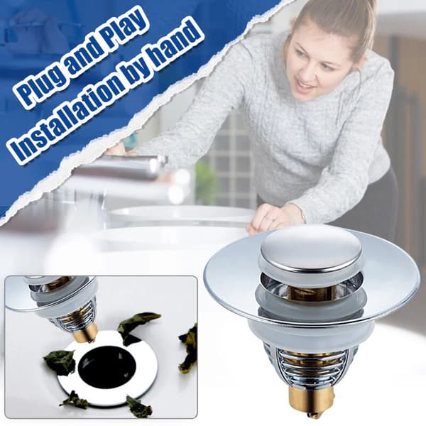 Universell diskbänk Pop-Up Kärnavloppsfilter Kopparkärna ABS Push Plug and Play 1 st