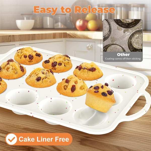 2-pack muffinsform i silikon med metallförstärkt ram, 12-kopps non-stick, ugnssäker 2Pack Silicone Muffin