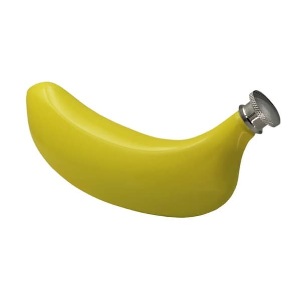 Flatkolbe i rustfritt stål 5oz bananformet bærbar lommelærke med trakt gul