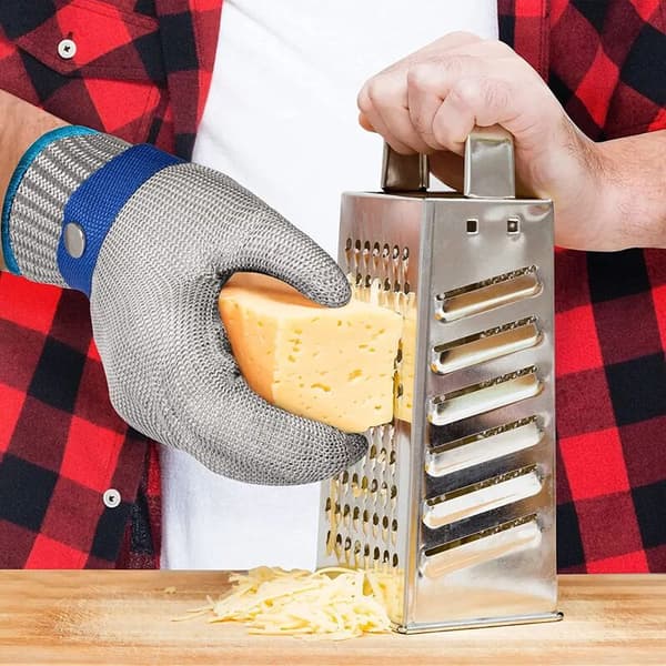 Nivå 5 Skärbeständiga Kedjenätshandskar Kök Mandolin Köttskärning Nylonfoder Storlek L 2st