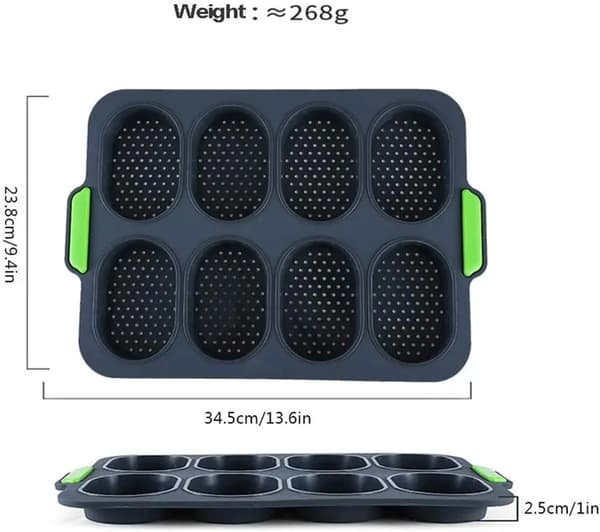 Brödform, 2-pack silikon mini baguetteform, non-stick hamburgerbröd smörgåsmaskin