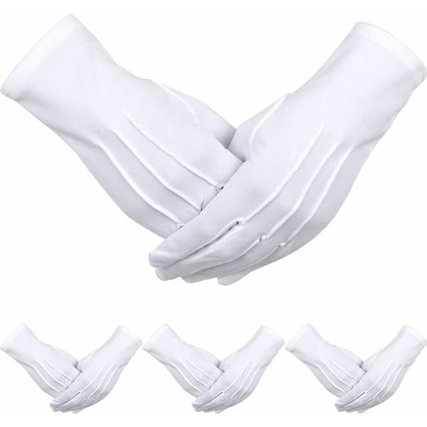 Voksen Kjole Uniform Hansker Spandex Elastisk Formell Halloween Parade Kostyme Forestilling Hvit 4 Par