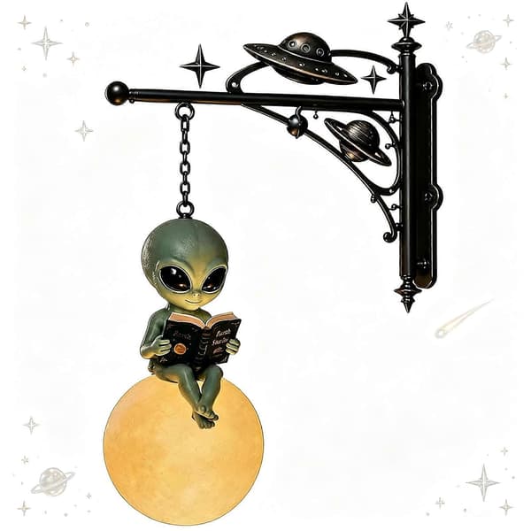 Alien Måne Leselampe, Varmt Lys Hengende Kule Nattlys, Romtema Bokelsker Dekor Alien Moon Reading