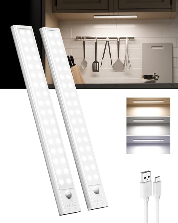 25 cm LED bevegelsessensorlys kaldhvit USB oppladbar 1800 mAh magnetisk 25cm LED Motion