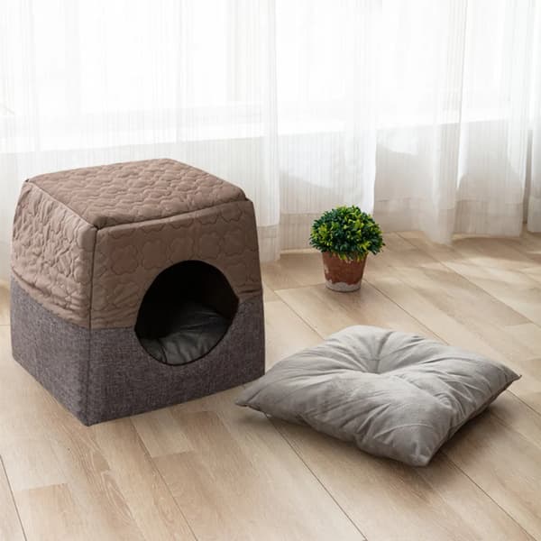 Kæledyrsseng Sofa Sammenklappelig Skridsikker Brun 37x33x30cm Katte Hunde
