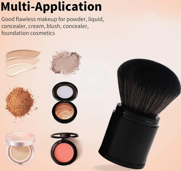 Udtrækkelig Foundationbørste med Hætte Bærbar Blød Syntetisk Makeupbørste Sort