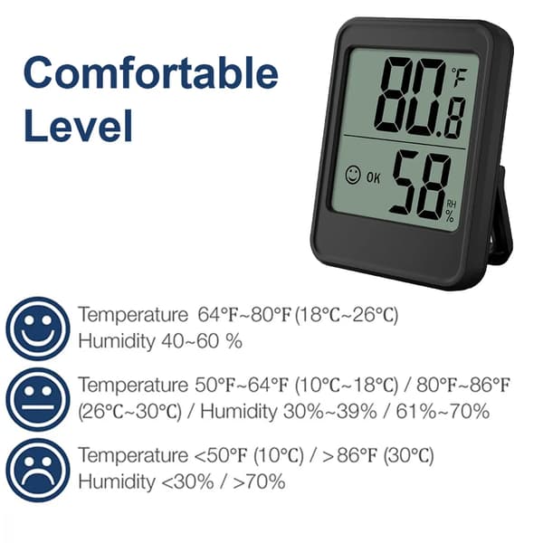 Digitale Termohygrometre 2-pak Sort ABS LCD Hjemmekontor Drivhus Kælder