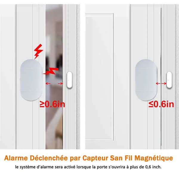 Dörr-/fönsterlarm 120dB magnetisk sensor ABS vit barnsäkerhet för hemmakontor