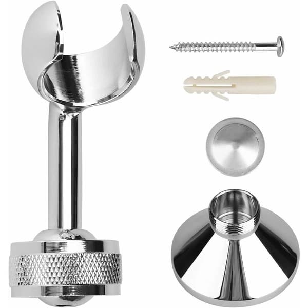 Justerbar Duschhållare för Standard Duschslang, Väggmonterad, Förkromad Metall, Silver, 1 Styck