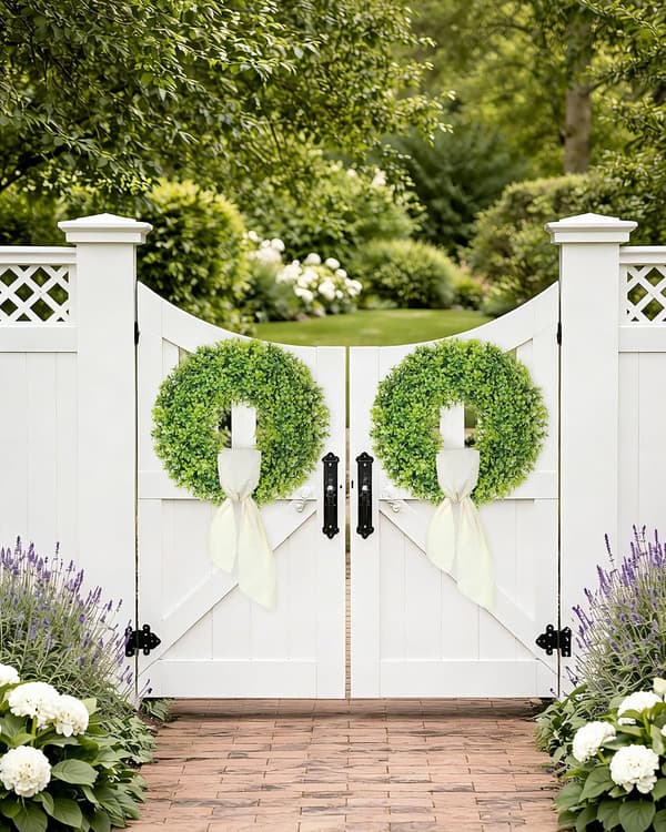 Kunstig Eukalyptus Dørkrans Ca. 50,8 cm Sammenklappelig Gradient Grøn med Bånd DIY Indendørs Udendørs Indretning Artificial Eucalyptus Door