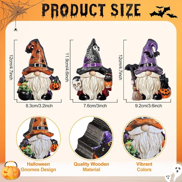3 stk Halloween Nissefigurer Borddekorasjon 3 pcs